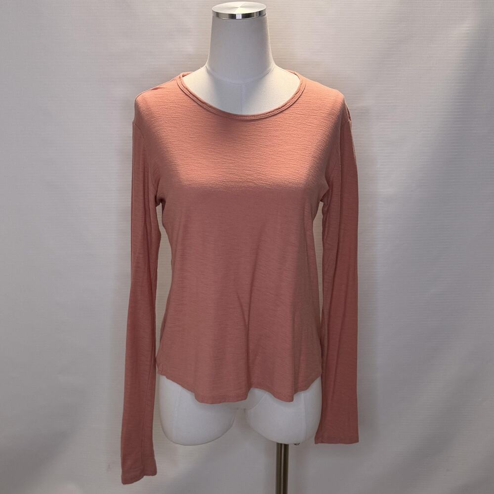 James Perse Shirt Womens 1 Pink Long Sleeve Scoop Neck Cotton Modal Top